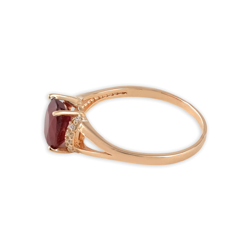 Кольцо из серебра с рубином и бриллианитами