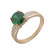 Кольцо с синтетическим изумрудом и фианитами