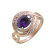 Кольцо с выращенным аметистом и фианитами