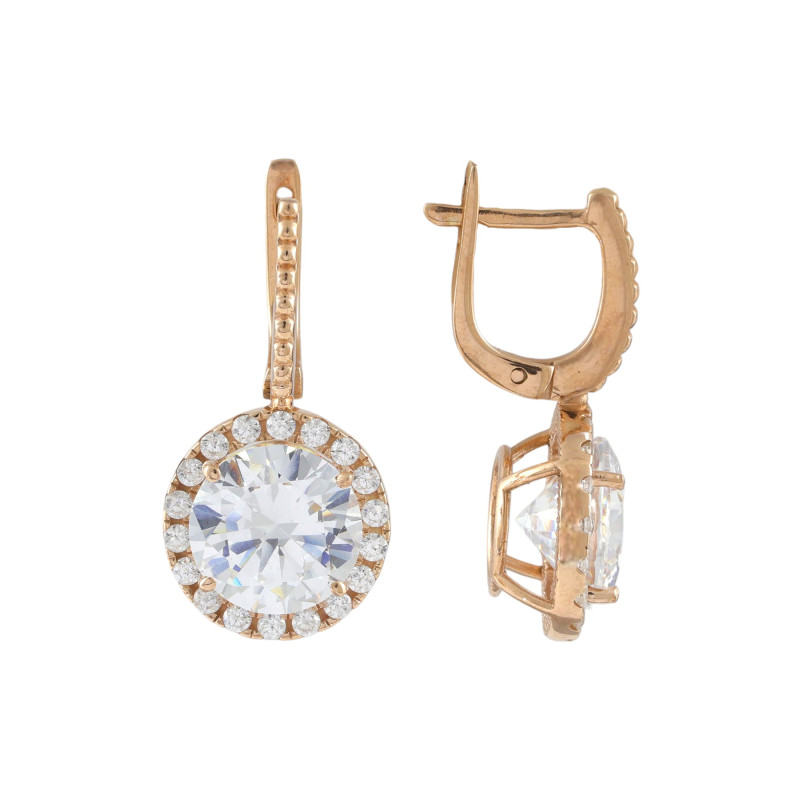 Серьги с горным хрусталём и фианитами