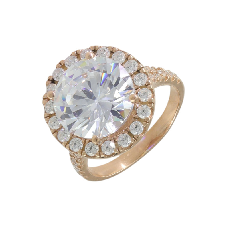 Кольцо с горным хрусталём и фианитами