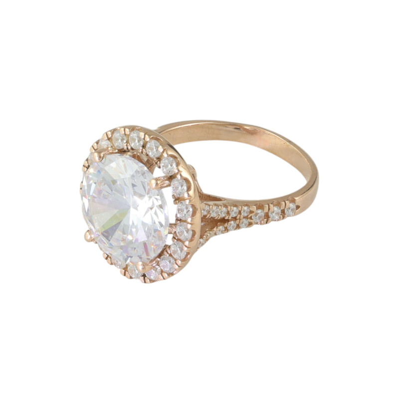 Кольцо с горным хрусталём и фианитами