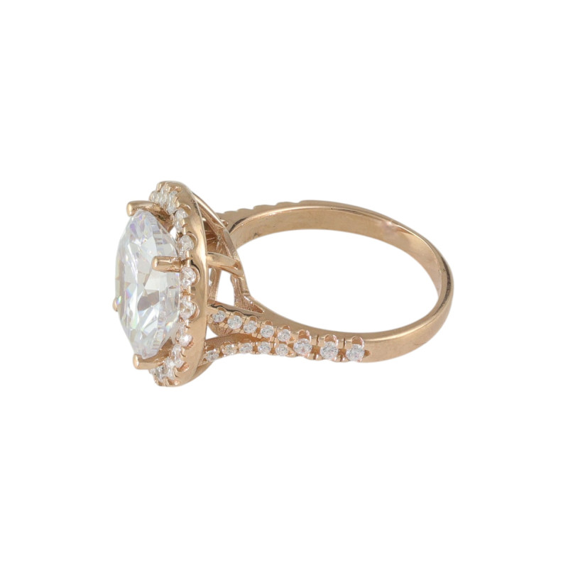 Кольцо с горным хрусталём и фианитами