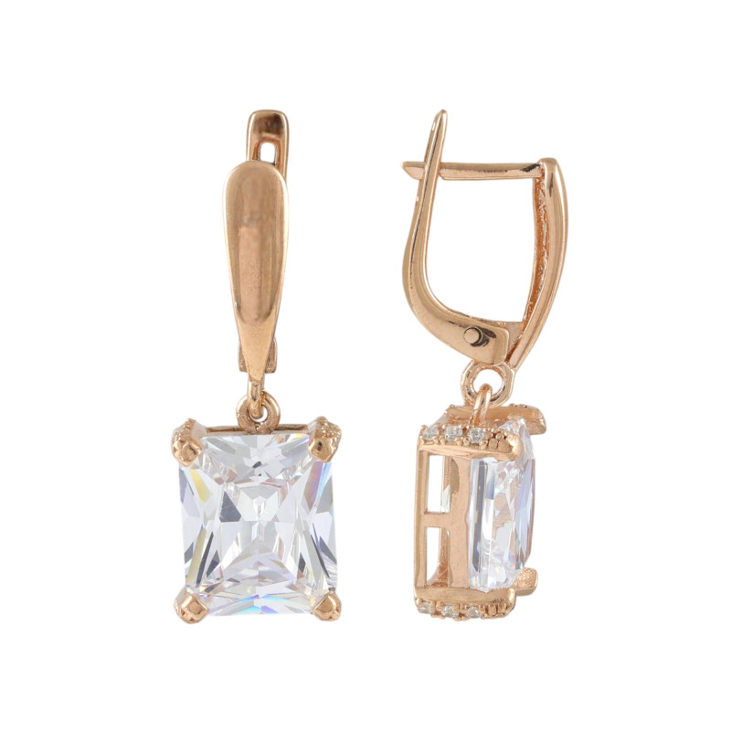 Серьги с горным хрусталём и фианитами