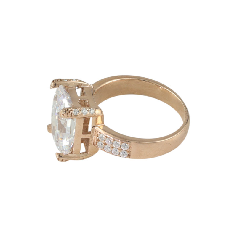 Кольцо с горным хрусталём и фианитами