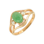 Кольцо с натуральным нефритом и фианитами