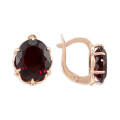 Позолоченные серьги с выращенным рубином