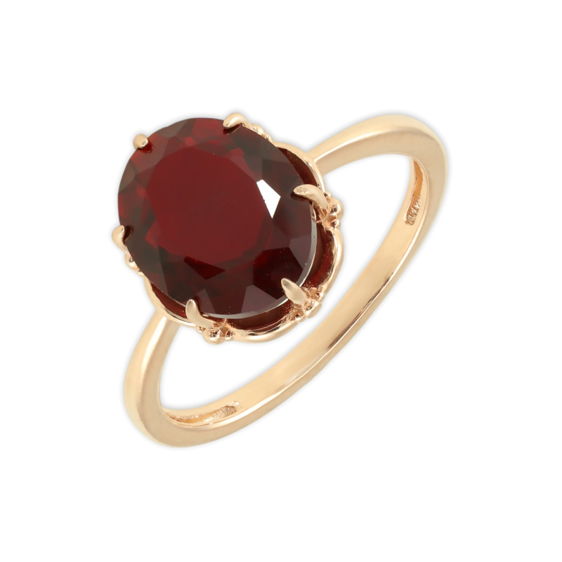 Позолоченное кольцо с выращенным рубином