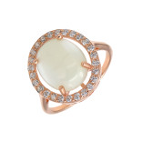 Позолоченное кольцо с перламутром и фианитами