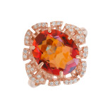 Кольцо позолоченное с горным хрусталём и фианитами