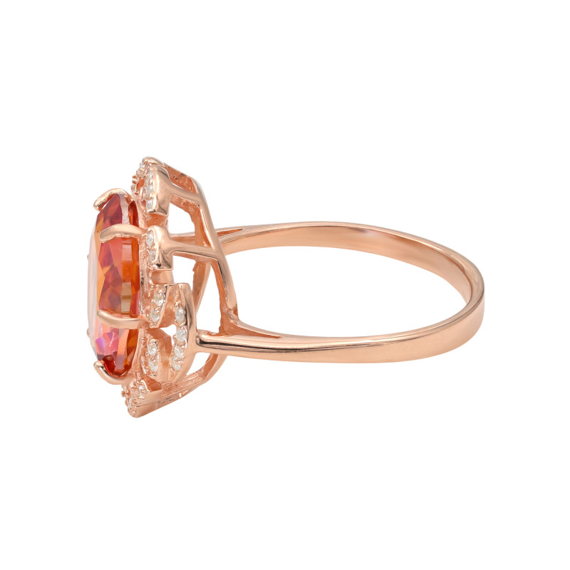 Кольцо позолоченное с горным хрусталём и фианитами