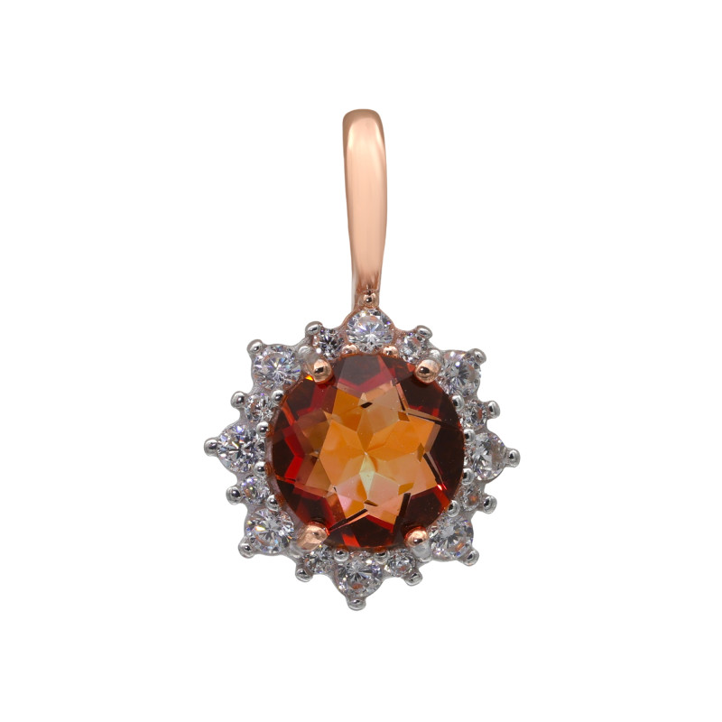 Подвеска позолоченная с горным хрусталём и фианитами