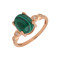 Кольцо позолоченное с малахитом и фианитами