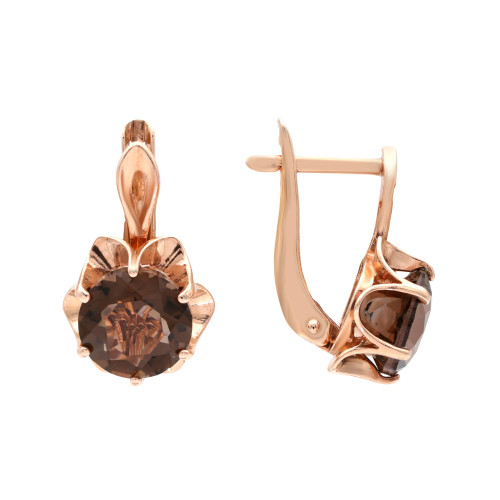 Позолоченные серьги с натуральным раухтопазом