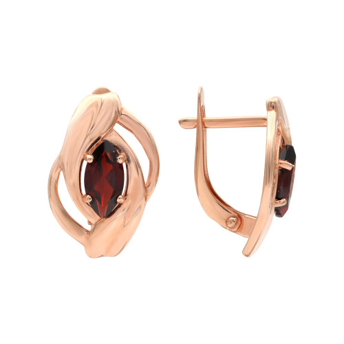 Позолоченные серьги с натуральными гранатами