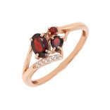 Позолоченное кольцо с натуральными гранатами и фианитами