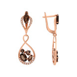 Позолоченные серьги с раухтопазами и фианитами