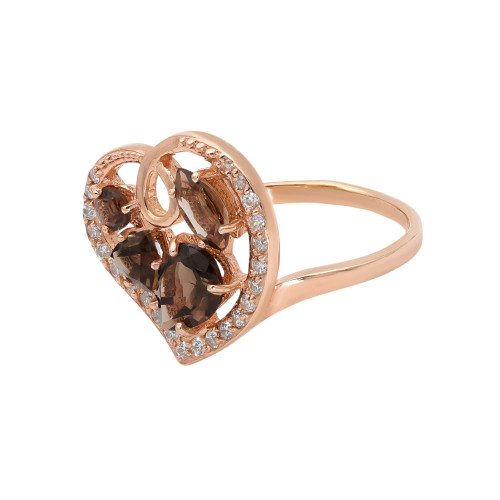 Позолоченное кольцо с раухтопазами и фианитами