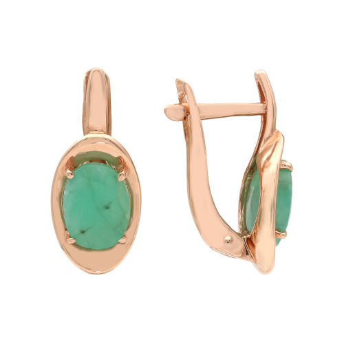 Позолоченные серьги с натуральными изумрудами