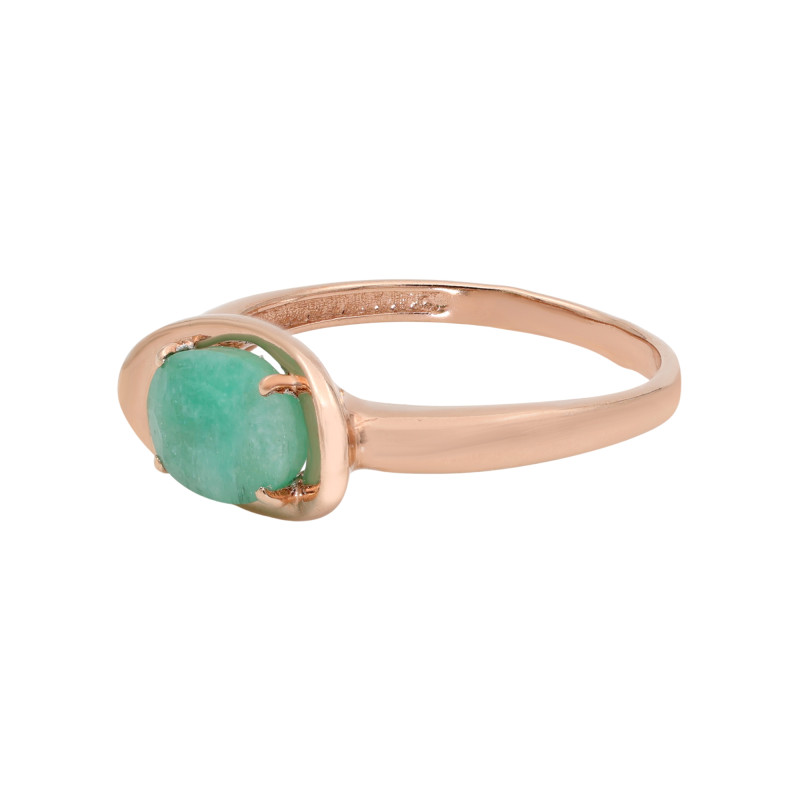 Позолоченное кольцо с натуральным изумрудом