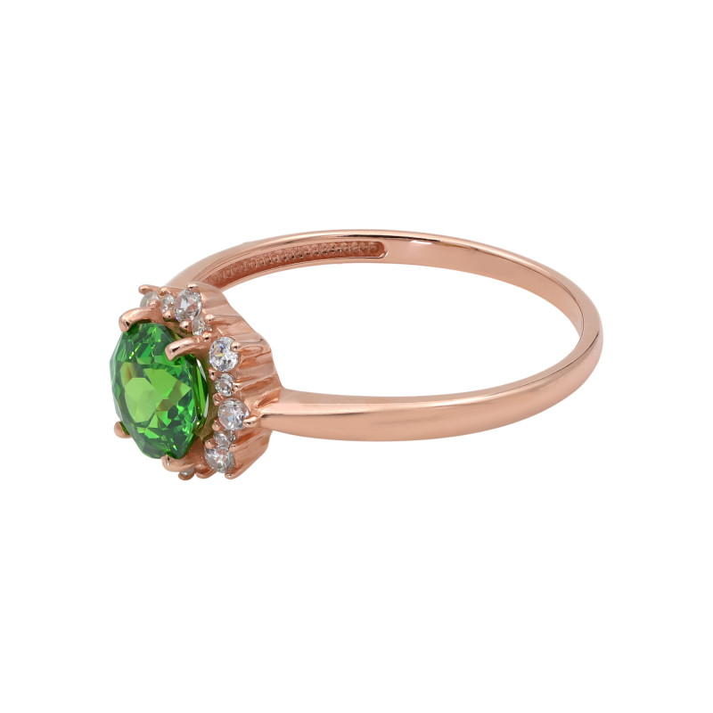 Кольцо из серебра с цаворитом и фианитами