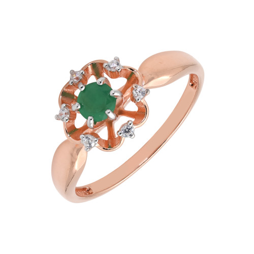 Серебряное кольцо с изумрудом и фианитами