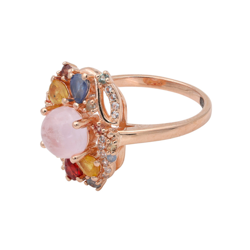 Кольцо из серебра с морганитом и сапфирами