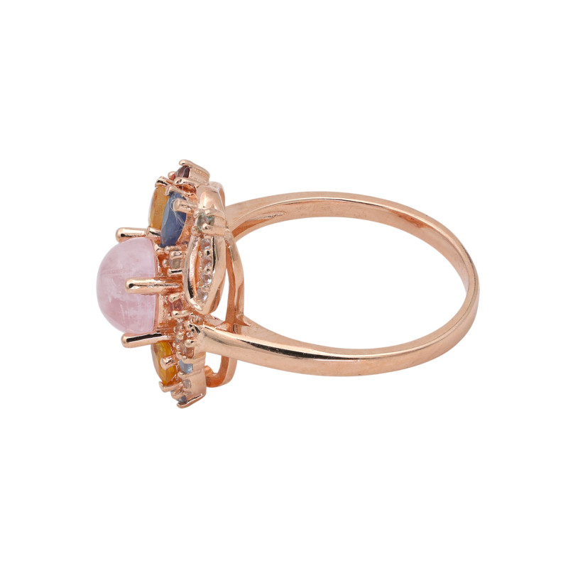 Кольцо из серебра с морганитом и сапфирами