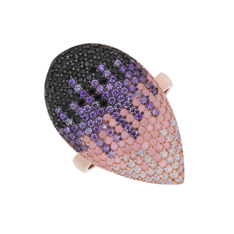 Серебряное кольцо с позолотой и кубическим цирконием