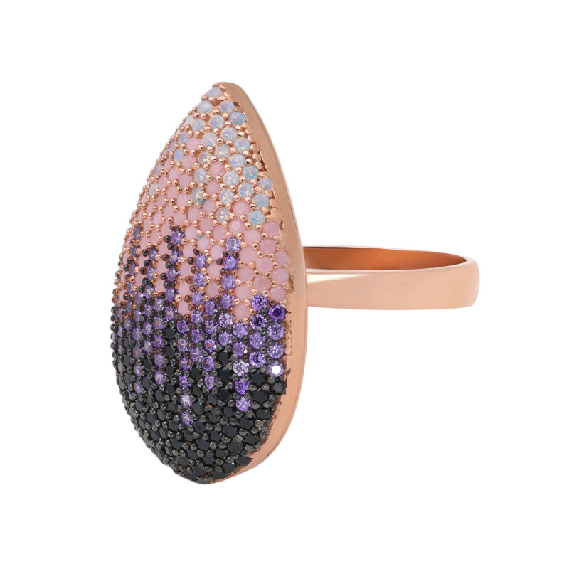 Серебряное кольцо с позолотой и кубическим цирконием