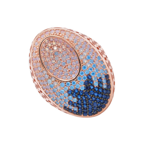 Серебряное кольцо с позолотой и цирконием