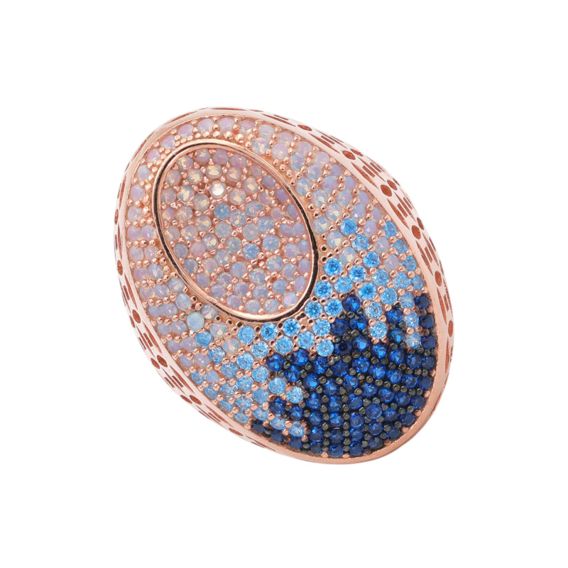 Серебряное кольцо с позолотой и цирконием