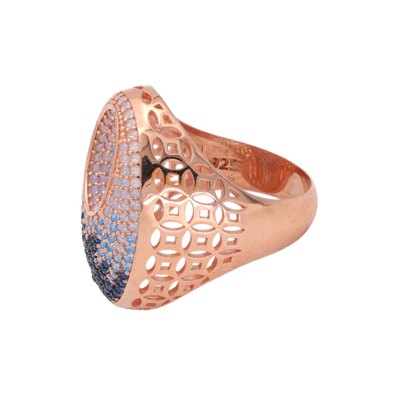 Серебряное кольцо с позолотой и цирконием