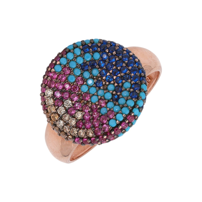 Кольцо из серебра с позолотой и кубическим цирконием