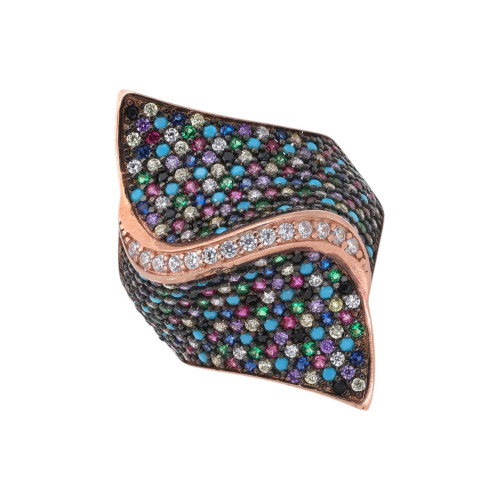 Серебряное кольцо с позолотой и кубическим цирконием