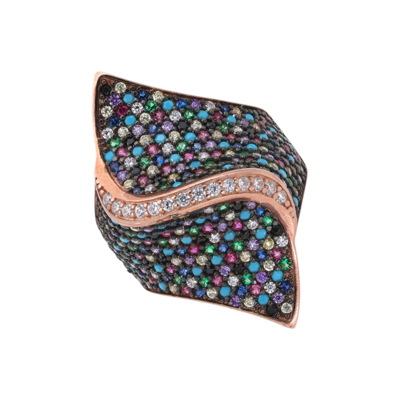 Серебряное кольцо с позолотой и кубическим цирконием