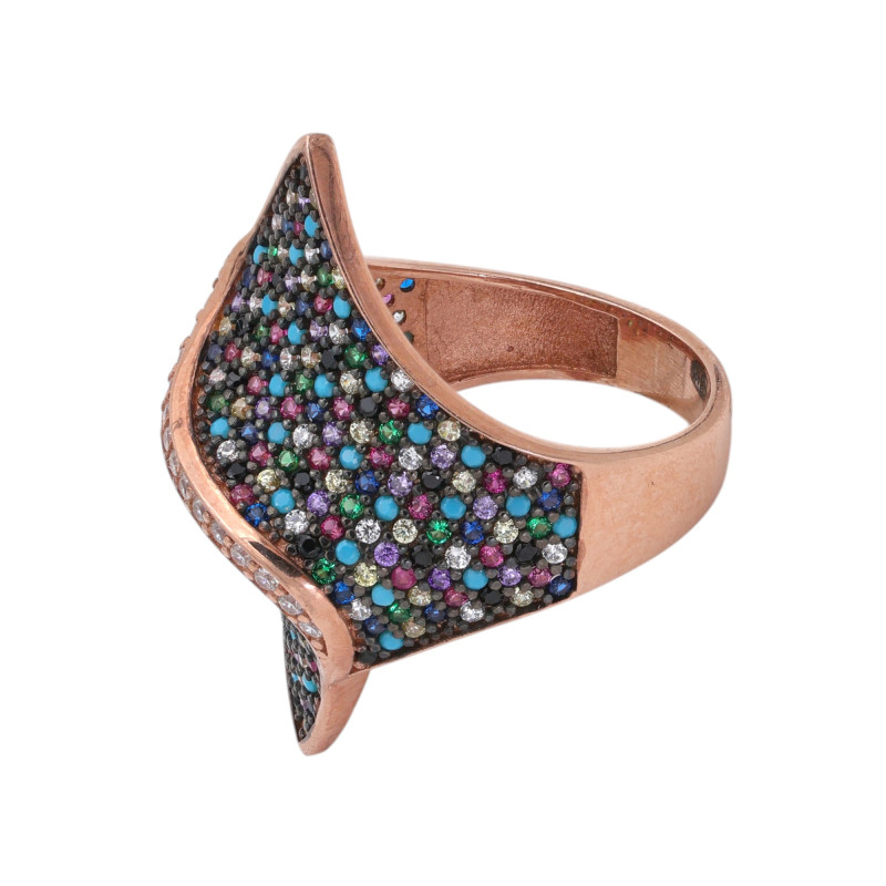 Серебряное кольцо с позолотой и кубическим цирконием