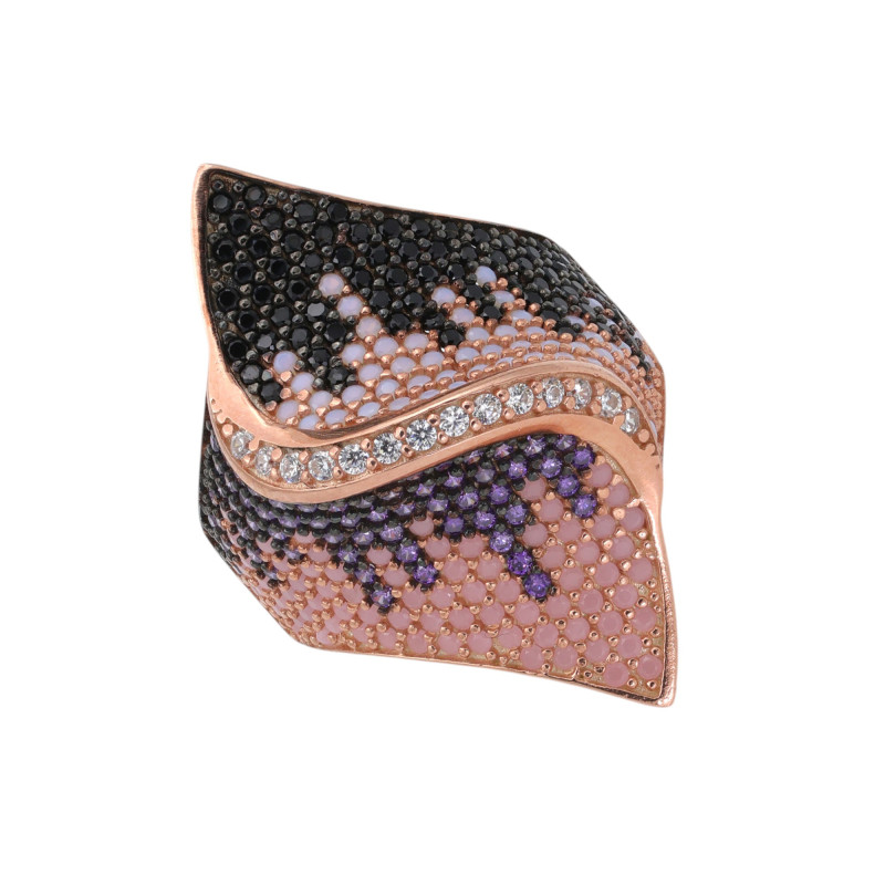 Позолоченное серебряное кольцо с кубическим цирконием