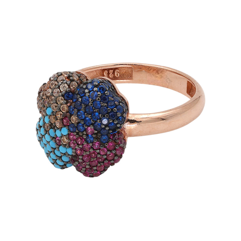 Кольцо из серебра с позолотой и цирконием