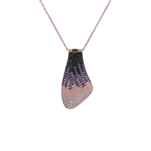 Серебряное колье с позолотой и цирконием