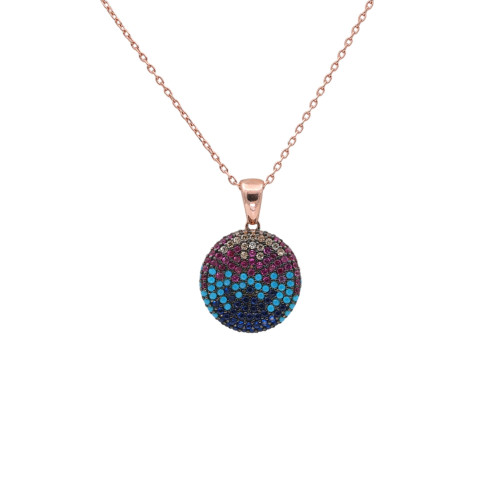 Серебряное колье с позолотой и кубическим цирконием 