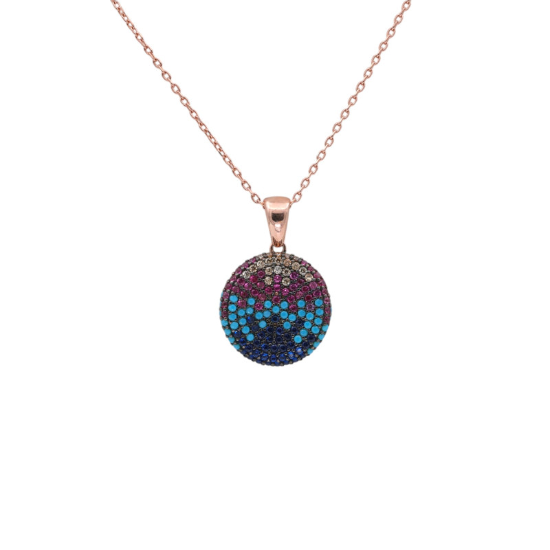 Серебряное колье с позолотой и кубическим цирконием 