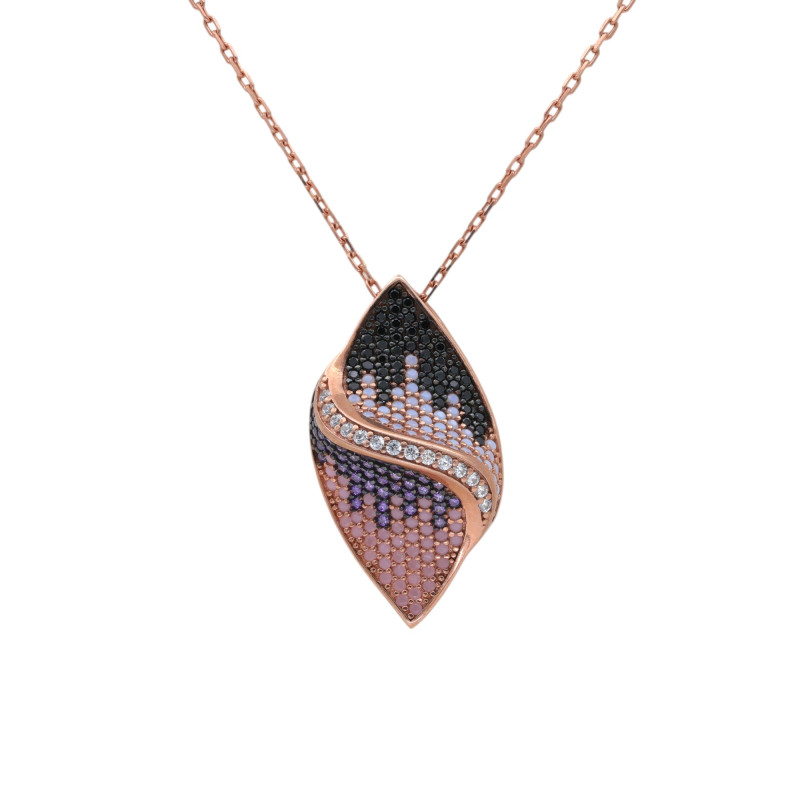 Серебряное колье с позолотой и цирконием