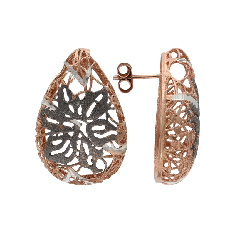 Серебряные серьги-пусеты с позолотой