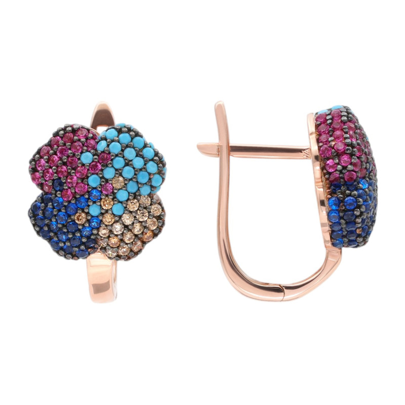 Серебряные серьги с позолотой и цирконием