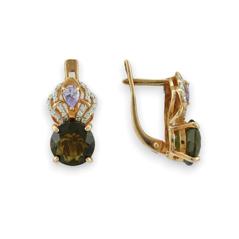 Серьги с фианитами и ювелирныи кристалами