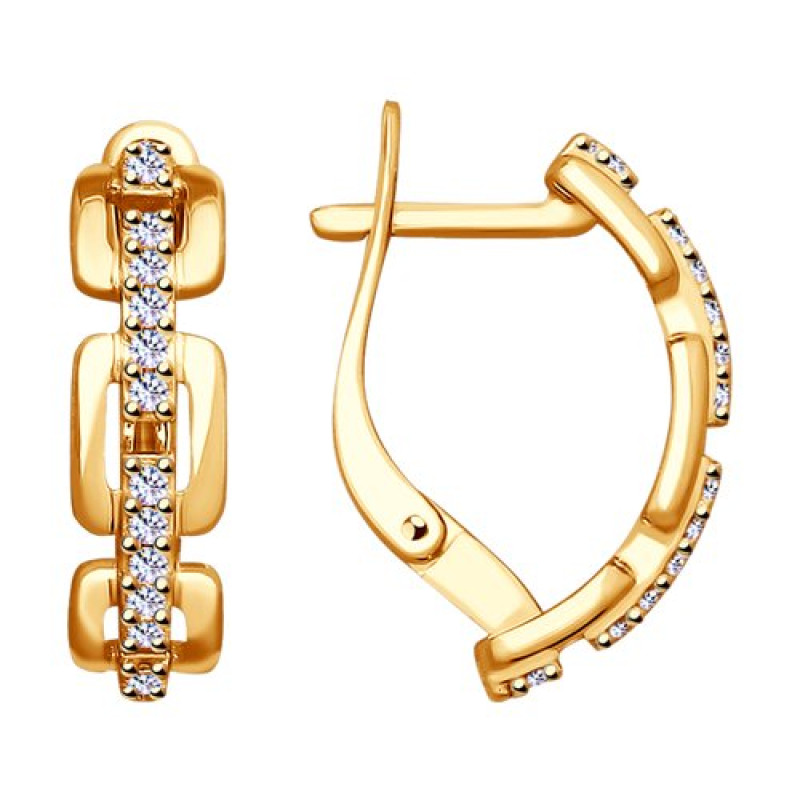 Серьги позолоченные с фианитами