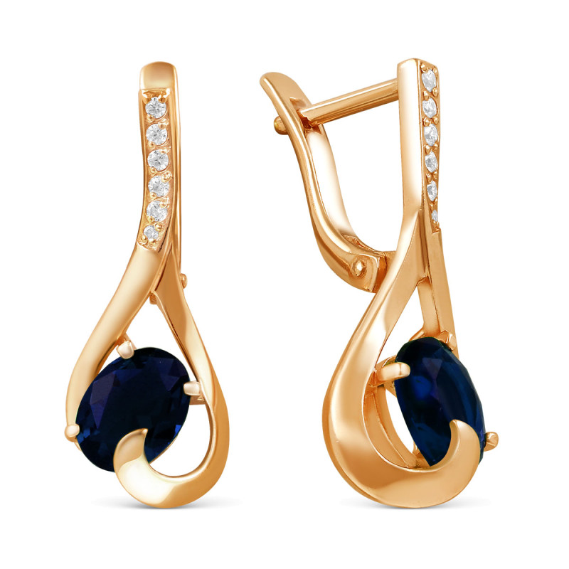 Серьги позолоченные с фианитами