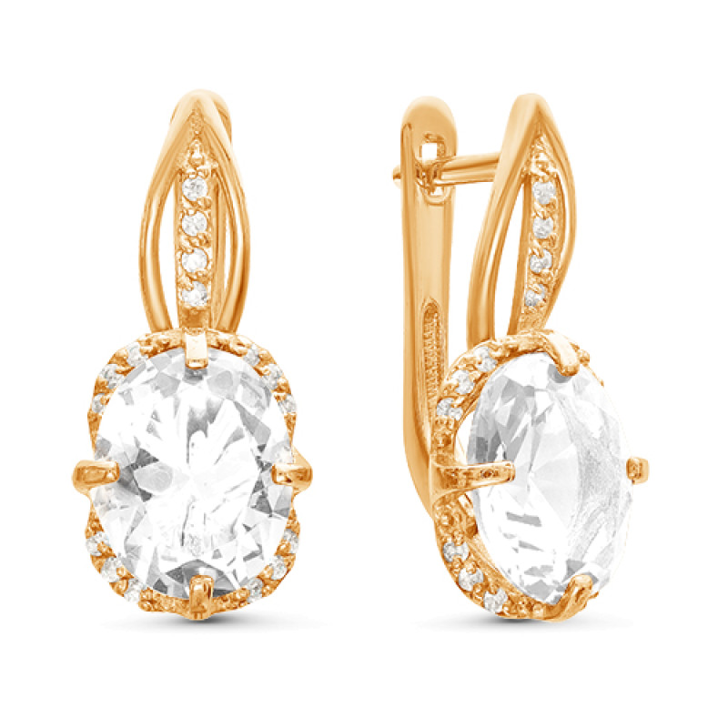 Серьги позолоченные с фианитами