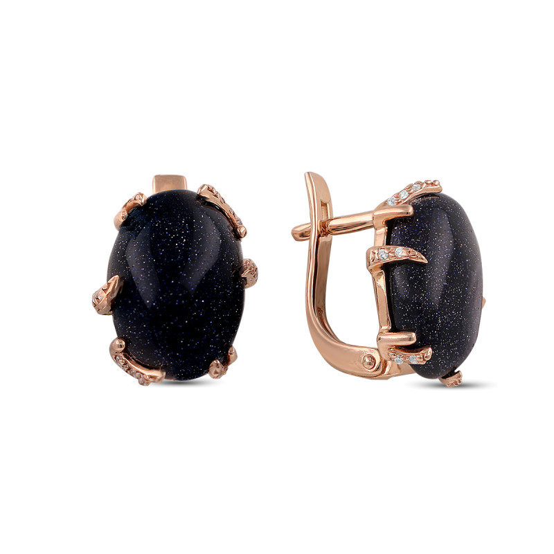 Серьги позолоченные с авантюрином